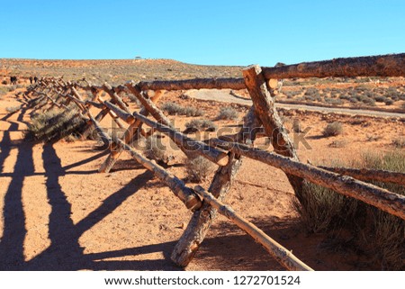 Wood Log Barricade in Horseshoe Bend, Arizona-USA