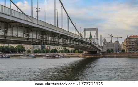 Under the Budapest Elisabeht bridge on the Danube river.