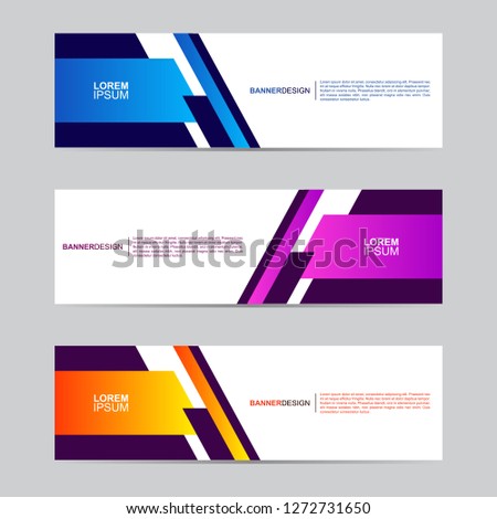 Abstract banner collection with modern style, gradient color, horizontal business banner template with geometric shapes, business concept background vector illustration.