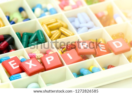Oral medicine with expiration concept. Royalty-Free Stock Photo #1272826585