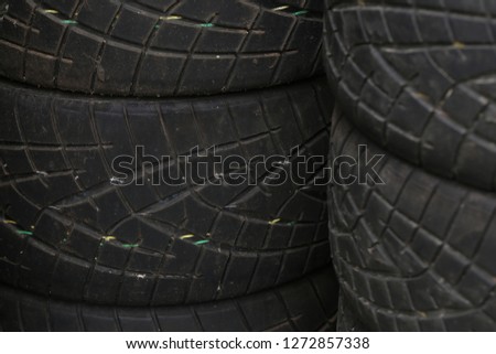 Old used tires in the garage