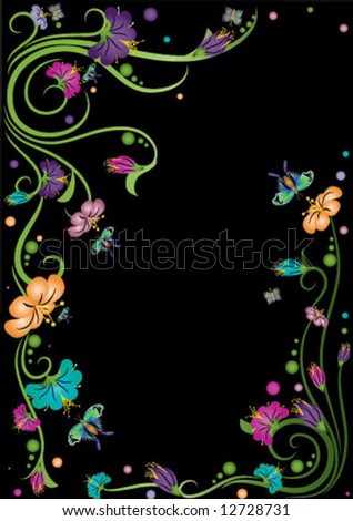 Color Floral background in black