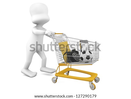 man pushing a shopping cart full