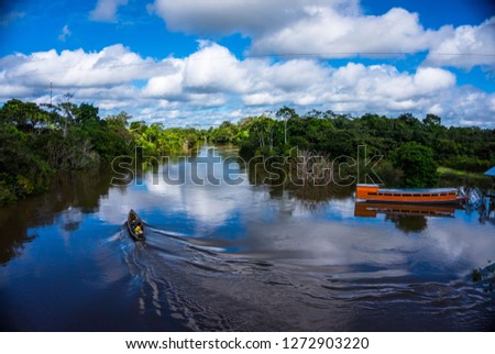 Sailing on the river in the Amazon, iquitos, Peru.