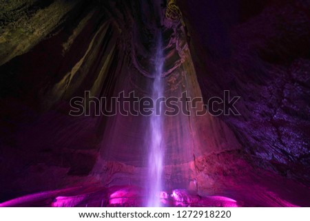 The ruby falls, an underground falls in the caverns of Lookout Mountain in Chattanooga, Tennessee - Image Royalty-Free Stock Photo #1272918220