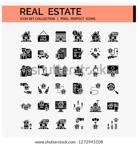 Real Estate Icons Set. UI Pixel Perfect Well-crafted Vector Thin Line Icons. The illustrations are a vector.