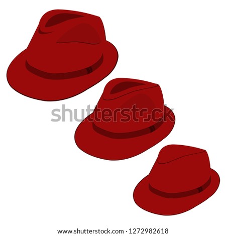 Vector collection of colorful hats for men on plain white background