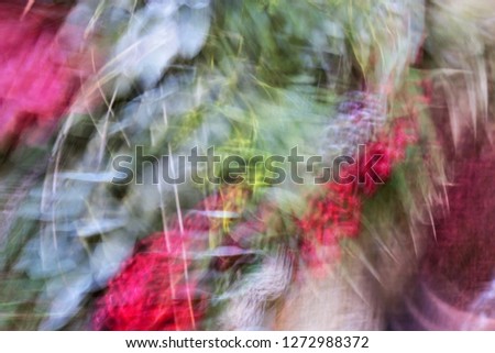 gardens in Autumn, Tribute to Monet and Ernst Hass, impressionist photograph of the Park Toledo, Spain,  photographic sweeps at low shutter speed, feeling of movement, of life,