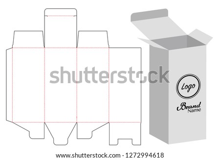 Box packaging die cut template design. 3d mock-up Royalty-Free Stock Photo #1272994618