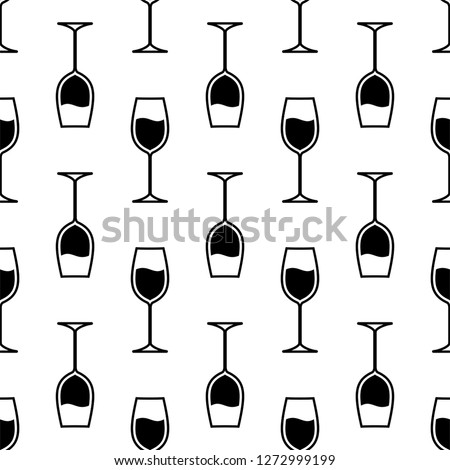 Wine Glass Icon Seamless Pattern, Wineglass Icon, Glassware Icon Vector Art Illustration
