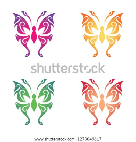 Vector illustration of the isolated colored stylish butterfly on a white background