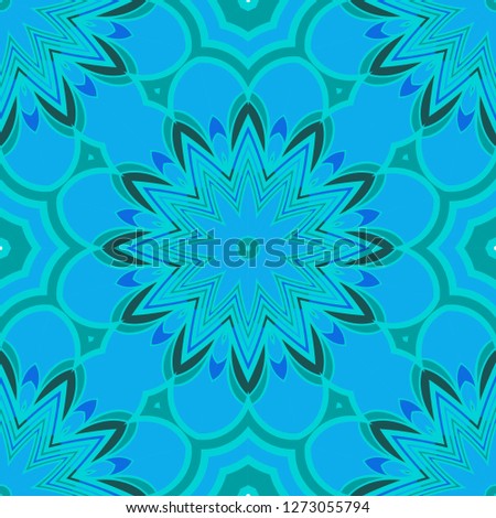 Blue color seamless floral pattern. Vector illustration. For design, fashion print.
