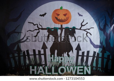 Halloween Pumpkin . Halloween pumpkin grinning in the most evil fashion . Happy Hallowen
