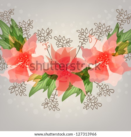  Wedding card or invitation with abstract floral background.