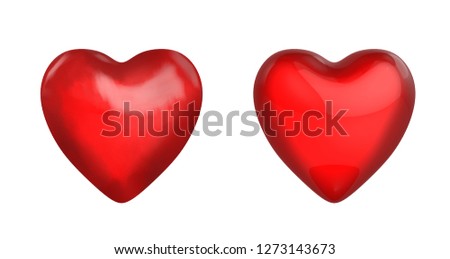 Two red Heart isolated on white background. Hand draw.