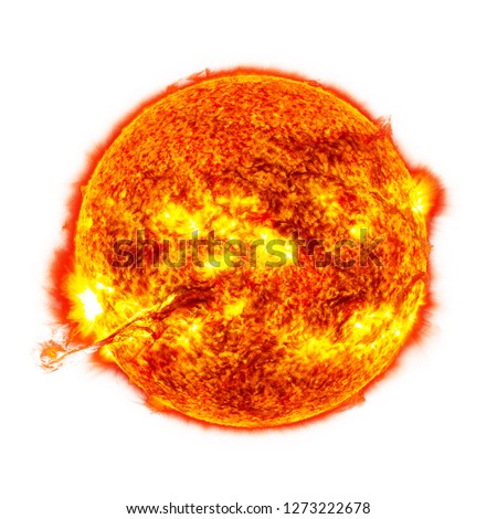 Sun over white background. Elements of this image furnished by NASA