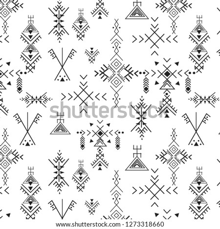 primitive Berber signs pattern, repeated ethnic elements, vector illustration Royalty-Free Stock Photo #1273318660