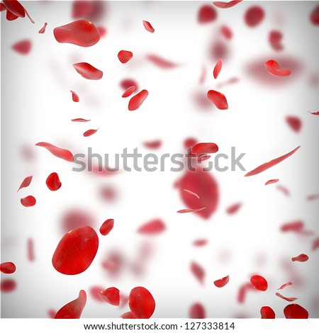 marriage  background with falling red rose petals