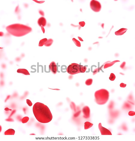 valentine  background with falling red rose petals Royalty-Free Stock Photo #127333835