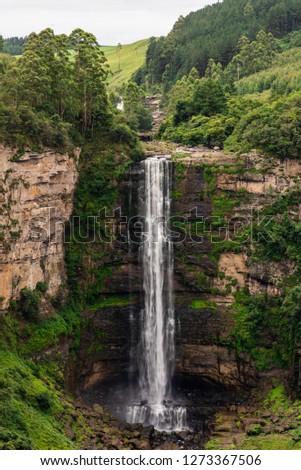 Karkloof falls surrounded by vegetation and forest in the Natal Midlands, South Africa.