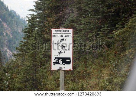 Traffic sign for campers, Rocky Mountains, Canada