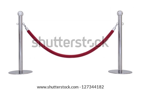  Barrier rope isolated on white. Royalty-Free Stock Photo #127344182