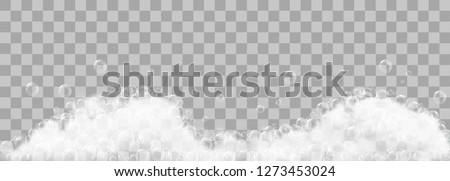 Soap foam and bubbles on transparent background. Vector illustration Royalty-Free Stock Photo #1273453024