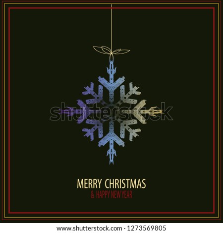  . Snow-flake, great design for any purposes. Black background. Decorative print. Fabric design. 
