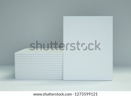 Stack of magazines Mockup on gray background. 3d rendering.