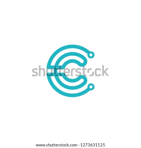 letter C technology logo made with line art style vector icon