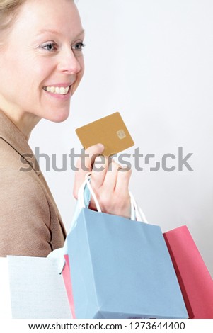 woman shopping with a credit card stock photo
