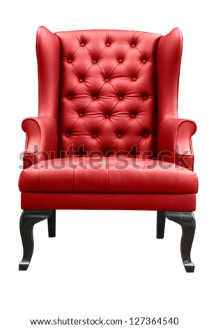red leather armchair isolated on white. Royalty-Free Stock Photo #127364540