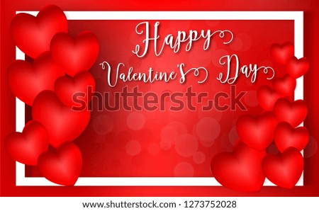 valentines day.3d Red hearts and happy valentines day text background .clip art design.for greetings card, love,wedding,flyers, invitation,brochure, banners.vector illustration