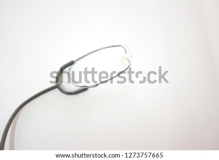 flat lay and top view stethoscope doctor on desk white and space for text