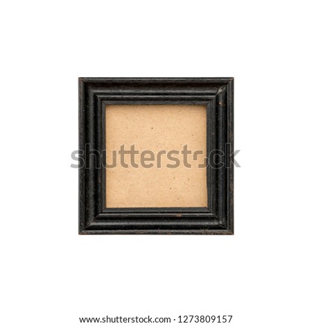 old black wood picture frame with passepartout, isolated on white