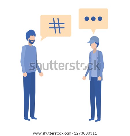 young men with dialog bubble avatar character