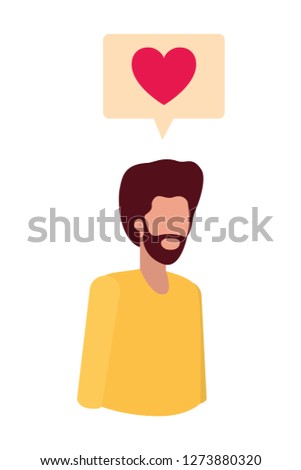 young man with dialog bubble avatar character