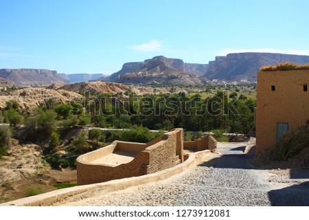 View from the old town Al Hajjaryn into the Wadi Doan, Hadramaut, Yemen