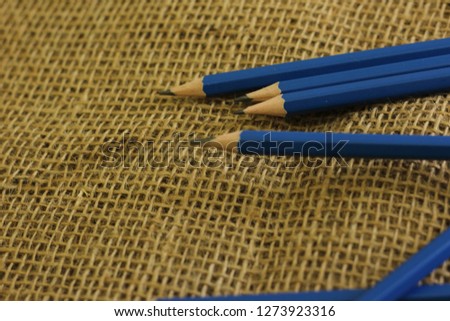 2B drawing pencil. Pencil spreading on the brown sack. Education concepts.