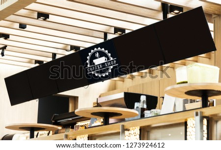 Long mockup sign for menu in a cafe