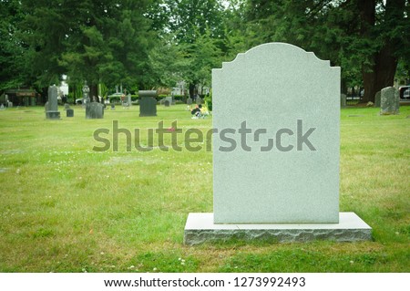 Blank tombstone in old cemetery Royalty-Free Stock Photo #1273992493