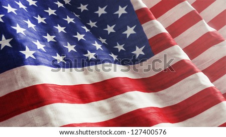 High resolution American Flag flowing with texture fabric detail.