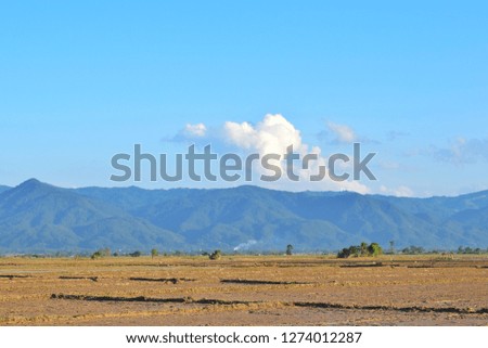 Fields that are preparing the soil for planting, the lowland area with mountains in the back.