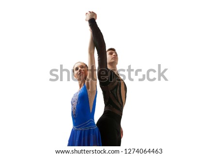 Figure skating pair isolated on white