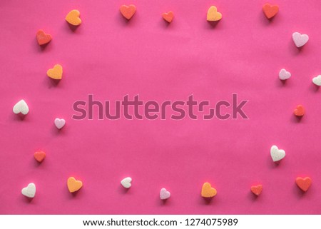 many hearts around blank pink background, Love icon, valentine's day, relationships concept
