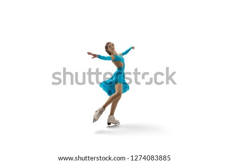 Figure skating girl isolated on white