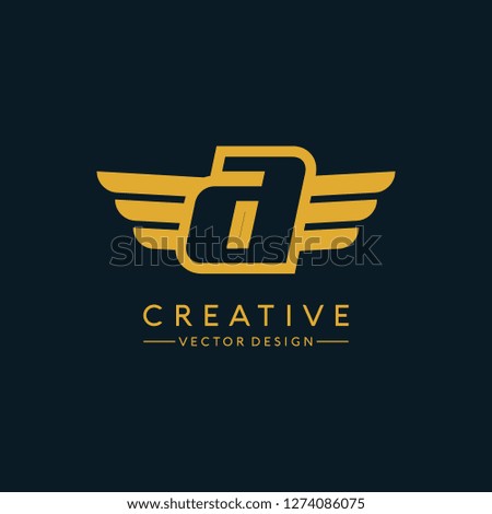 Letter A Wings Logo. Initial Letter Design Vector Luxury Colors
