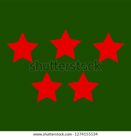 Red simple flat style light star flares isolated on green background. Vector illustration