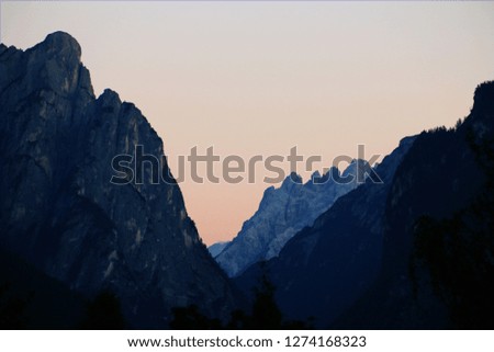 Glowing mountains in the dolomite alps