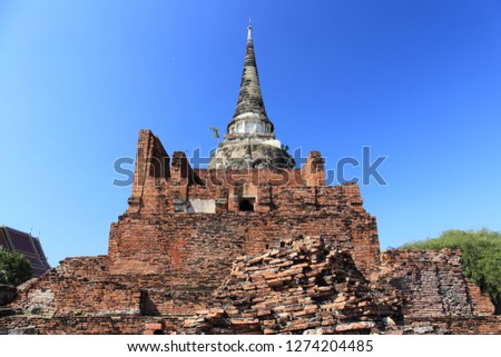 Landscape of Wat Pra Srisanpet in Ayutthaya, a world heritage in Thailand